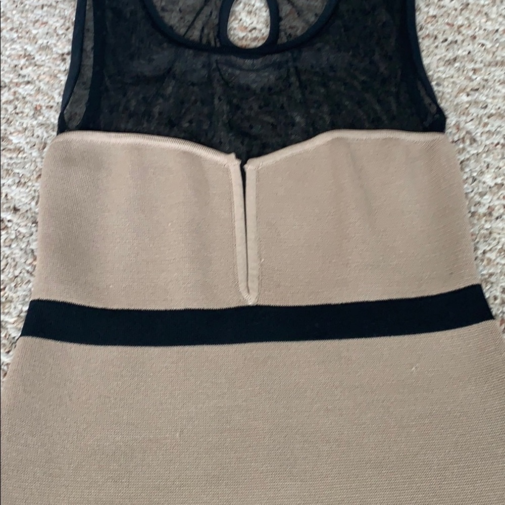 Black & Tan Dress, Sheer at top, M - Picture 3 of 5